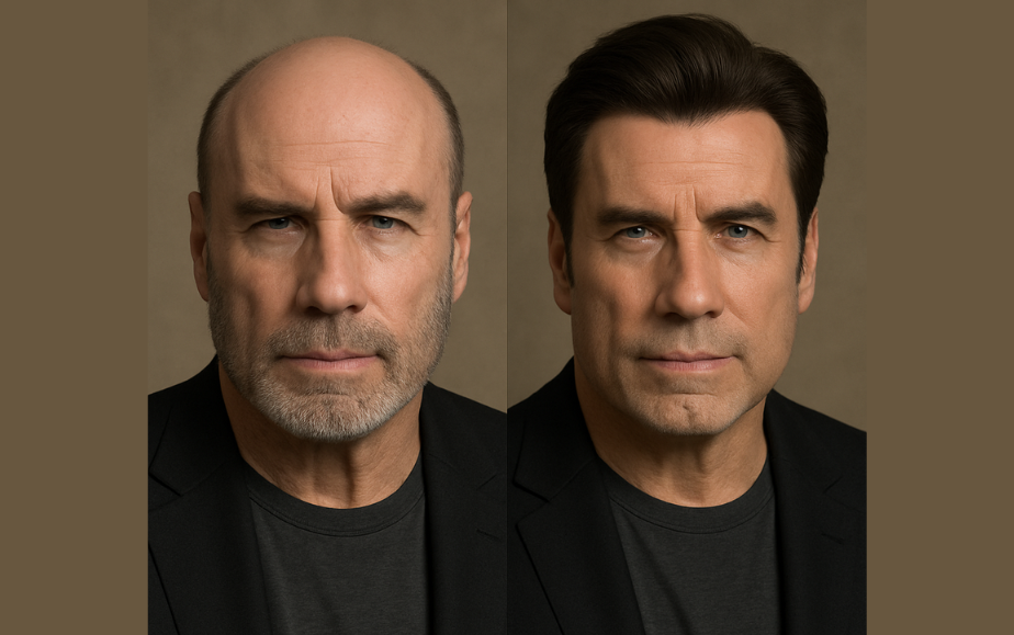 John Travolta before and after non surgical hair replacement
