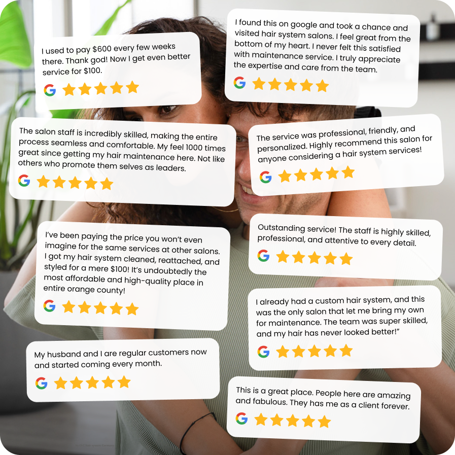 multiple positive reviews about best hair restoration service - hair system salons