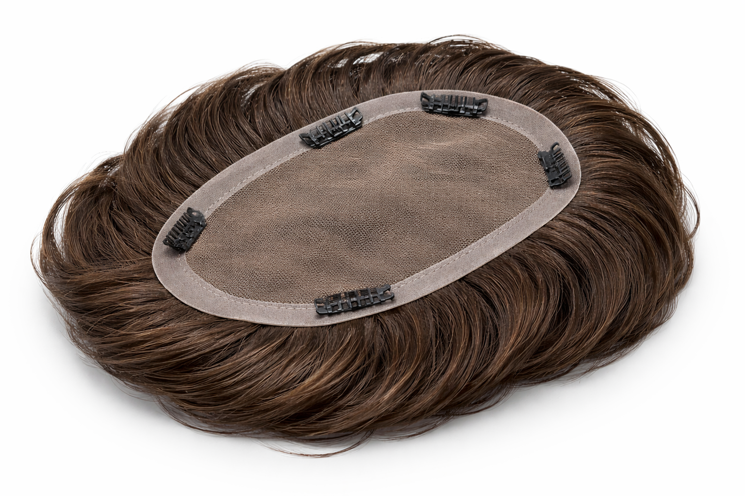 Clip-on men’s hair system underside with clips