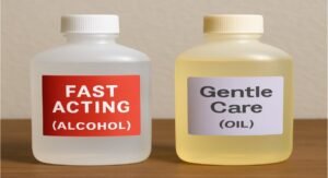 hair glue removal solvent. Oil vs. Alcohol